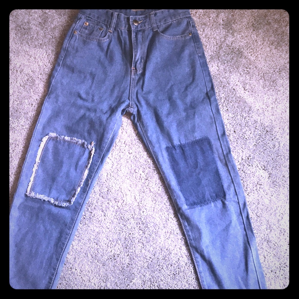 Patched “mom” jeans